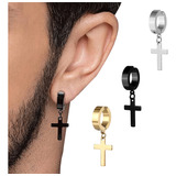 Piercing Falso Oreja Aro Cruz Aretes A Presion Joya 