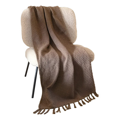 Manta Frazada Decorativa Mumbai Bucle Latte Café Vianney Elegante Tejida 90x150 | Envío gratis