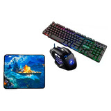 Teclado + Mouse Gamer + Mouse Pad Pc Notebook Jogos