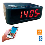 Relógio Caixa Som Bluetooth Sd Recarreg Despertador 2 Alarme