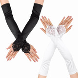 Guantes Largos De Satin Accesorio Disfraz Para Boda Fiesta 2