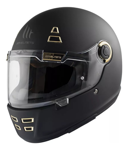 Casco Moto Integral Mt Jarama Solid A1 Negro Mate Vintage 