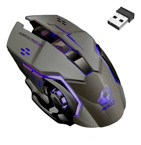 Mouse Gamer Recargable Free Wolf  X8 Gris