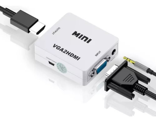 Mini Conversor Adaptador Vga Para Hdmi Com Saída P2 Áudio