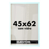 Moldura 42x62 Quadro Decorativo Vidro Poster Foto Corredor Cor Branco Liso