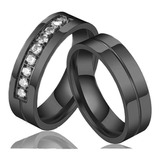 2 Anillos Parejas Acero Inoxidable Alta Calidad Negro Amor