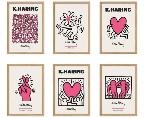 Cuadros Decorativos Keith Haring, Pop Art  Set  X 6