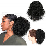 Curto Afro Curly Rabo De Cavalo Pedaço De Cabelo Preto