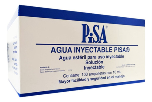 Caja 100 Ampolletas De Agua Estéril Inyectable Pisa 10ml Cu