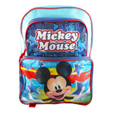 Mochila Escolar Disney Mochila Mickey Color Celeste Diseño Liso