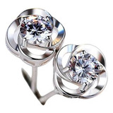 Arete Plata 925 Fina Dije Flor Piedra Cristal Mujer Regalo