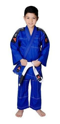 Kimono Infantil Azul Jiu Jitsu Judo Reforçado  Faixa Gratis!