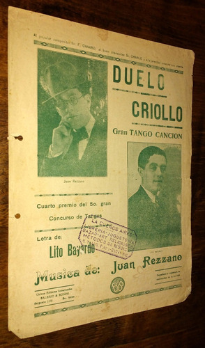 Partitura Duelo Criollo Gran Tango - Bayardo / Rezzano