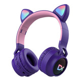 Dekkin Auriculares Inalámbricos Bluetooth Vincha Orejas Gato Color Violeta Aur-he-029