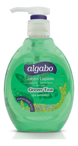 Jabón Líquido Algabo Green Tea Con Valvula Fragancia Green Tea En Válvula 300 ml