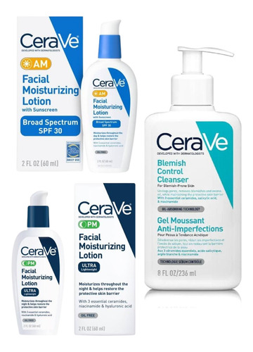 Cerave Kit Control Acne E Hidratacion Diaria Am 60ml Pm 60ml