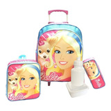  Kit Mochila Infantil Barbie Brilho Pets Rodinhas G 2019 F5