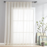 Flaxlinen Sheer Sliding Door Curtains 84inch Patio Glas...