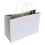 5 Bolsa Papel Kraft Blanca 40x30x20 Cm Con Asa, Gramaje 190