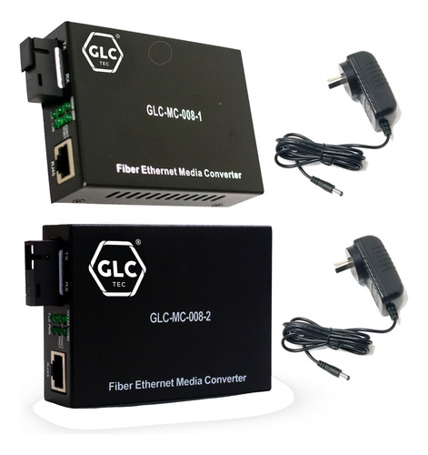 Juego Media Converter Gigabit Glc 10/100/1000m  Monomodo Sc