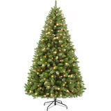 Árbol De Navidad Preiluminado 2.28m 450 Luces Blancas Cálida