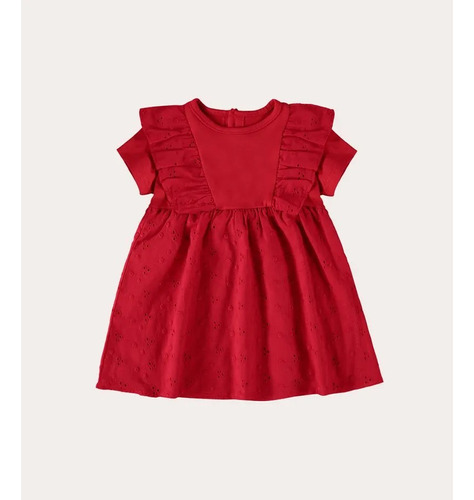 Vestido Infantil Decote Redondo Em Laise Malwee Kids