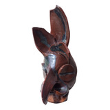 Linda Máscara Tribal De Parede Em Cerâmica Esmaltada 32 Cm