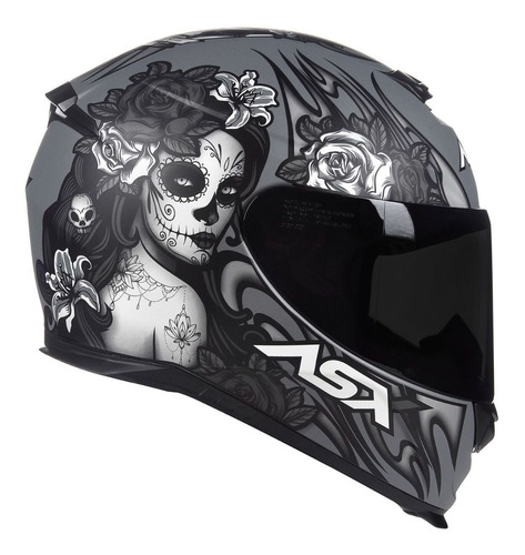 Capacete Axxis Caveira Mexicana Skull C/ Viseira Fumê 