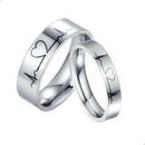 Duo Anillos Parejas Acero Inox Titanio A026 Electro Corazón