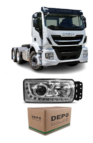 Farol Iveco Stralis Manual C/ Led Projetor 2013 2014/18 Dir