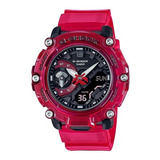 Reloj Casio Ga-2200skl-4a Original Caballero Time Square Color De La Correa Rojo Color Del Bisel Rojo Color Del Fondo Negro