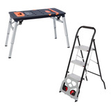 7-in-1 Workbench And 3 Step Ladder Dolly Cart 2-in-1
