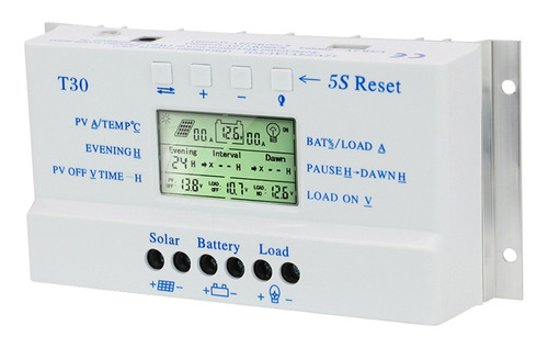 Controlador De Carga E Descarga Solar Pwm 12/24v 30a T30 Lig