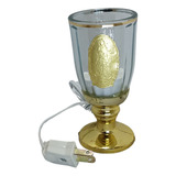 Lámpara Veladora Virgen Vaso Cristal Dorado Foco Flama