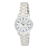 Reloj Mujer Casio Ltp-v004d-7 Cuarzo Pulso Plateado En Acero