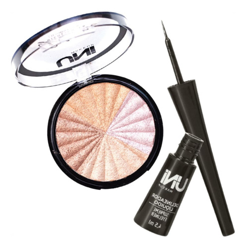  Iluminador Glam Highlighter Unimakeup E Delineador C/brinde