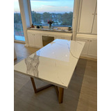 Mesa Comedor 180x100cm Spl Calacata 6mm Base Madera Petiribi