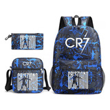 2023 New 3 Piezas Mochilas De Cristiano Ronaldo 7 Kit De Mochila Escolar