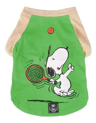 Roupa Para Cachorro Camiseta Snoopy Beach Tennis Verde M