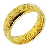 Anillo De Tungsteno - El Señor De Los Anillos Gold + Cadena 