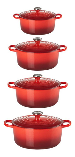 Kit Le Creuset 4 Panelas Redondas 20 22 24 E 26cm Cayenne