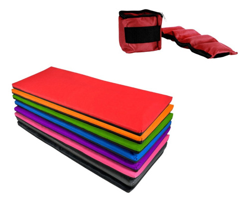 Kit Colchoneta 1 Mt + Tobillera 1 Kg Reforzada Gimnasio Yoga