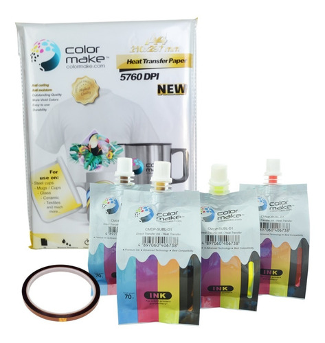 Kit 4 Tintas Sublimación Papel Cinta Color Make Envío Full