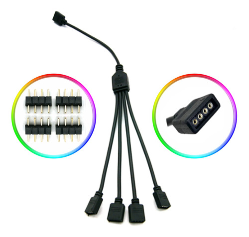 Cabo Splitter 1 Para 4 Hub Rgb 4 Pinos 12v  Pc  Led