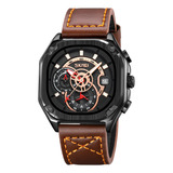 Reloj De Cuarzo De Cuero Skmei 9313 A La Moda Para Hombre