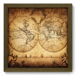 Quadro Decorativo - Mapa Antigo - 33cm X 33cm - 006qdd Cor Da Armação Marrom