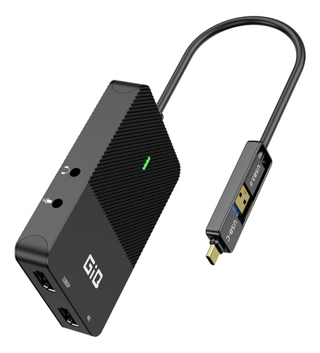 Adaptador De Usb 3.0 Tipo C A Doble Hdmi 4k Giq Audio Y Mic