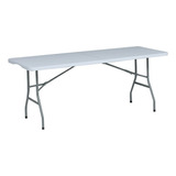 Mesa Plegable Grande De Plastico 180cm Para Jardin Blanco