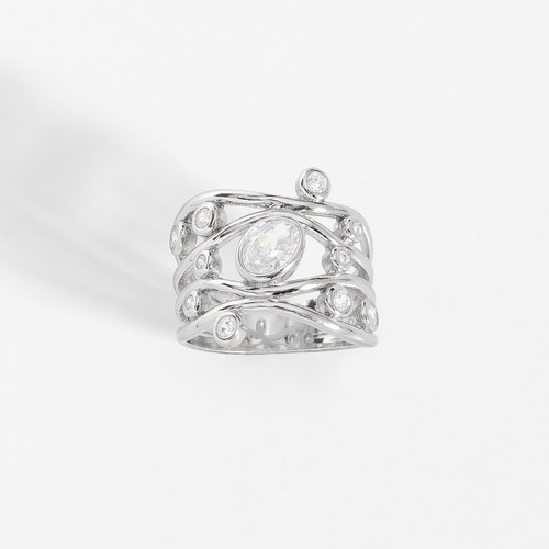 Anillo Diamonice Para Dama Marca Nice Baño Platino 124218