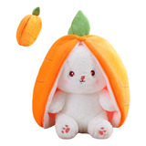 Conejo De Peluche Zanahoria Reversible De Cierre Kawaii 25cm